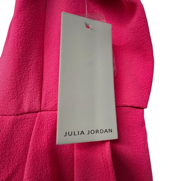 NWT Julia Jordan Midi Dress Women's 2 Fuchsia Pink Knot-Neck Tulip Hem (1111) - Picture 6 of 8